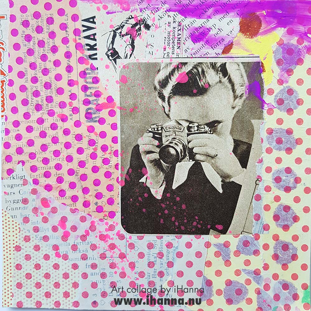 Square art collage on the theme through the camera lens made by iHanna week 21 2025 (Copyright H. Andersson)