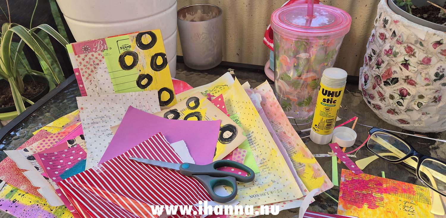 Collage papers on the balcony summer 2025 (Photo copyright H. Andersson)