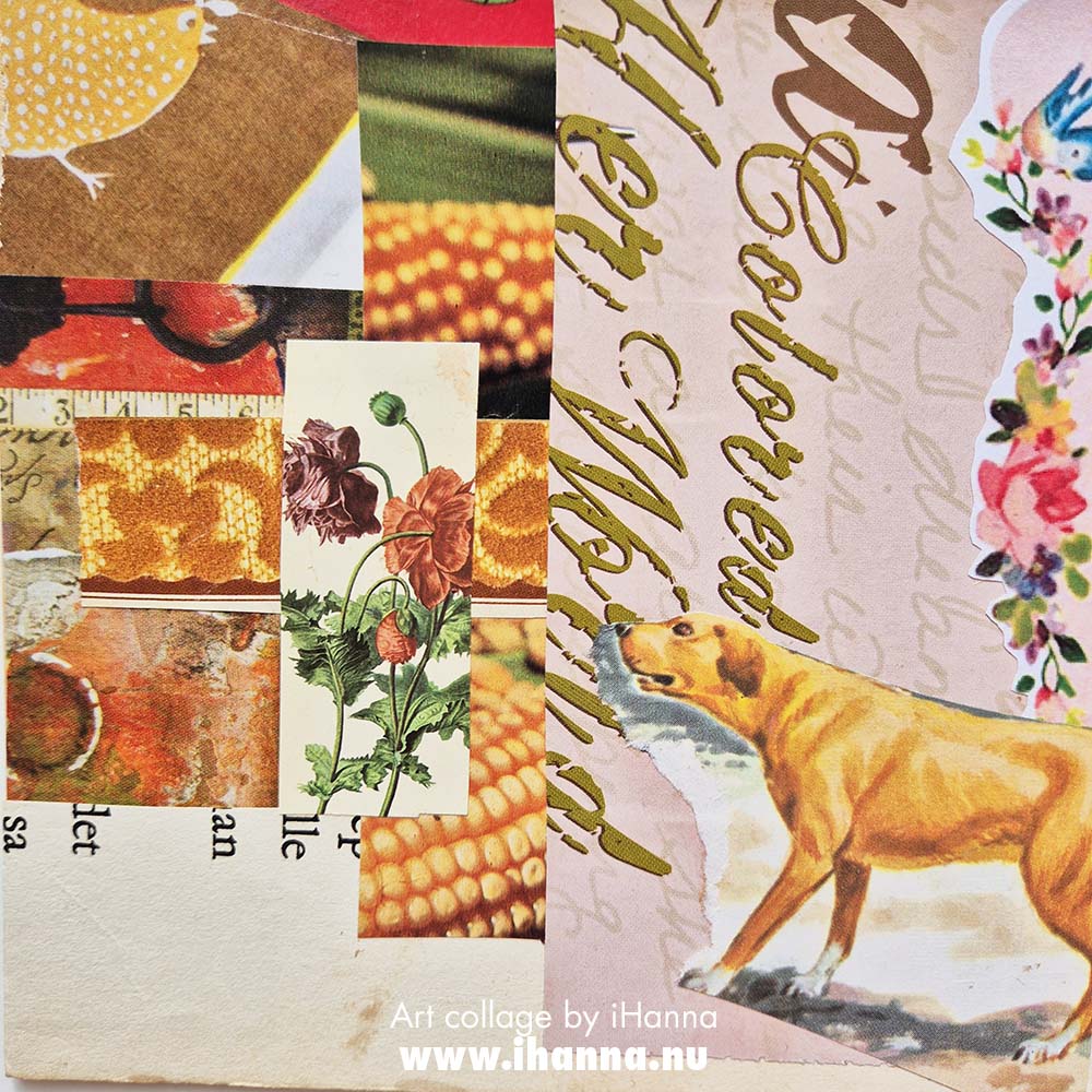 Square art collage number 197. Smelling the Flowers made week 29 of 2025,  by iHanna (Copyright H. Andersson)