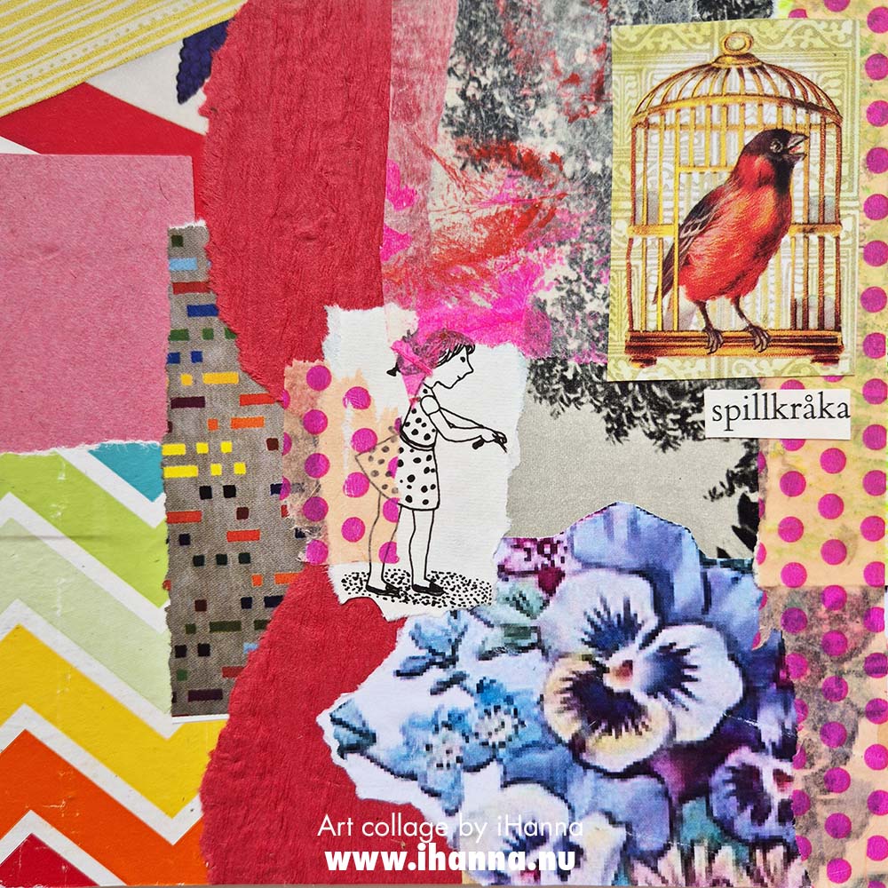 Square art collage number 201. Easy Escape made week 29 of 2025, by iHanna (Copyright H. Andersson)