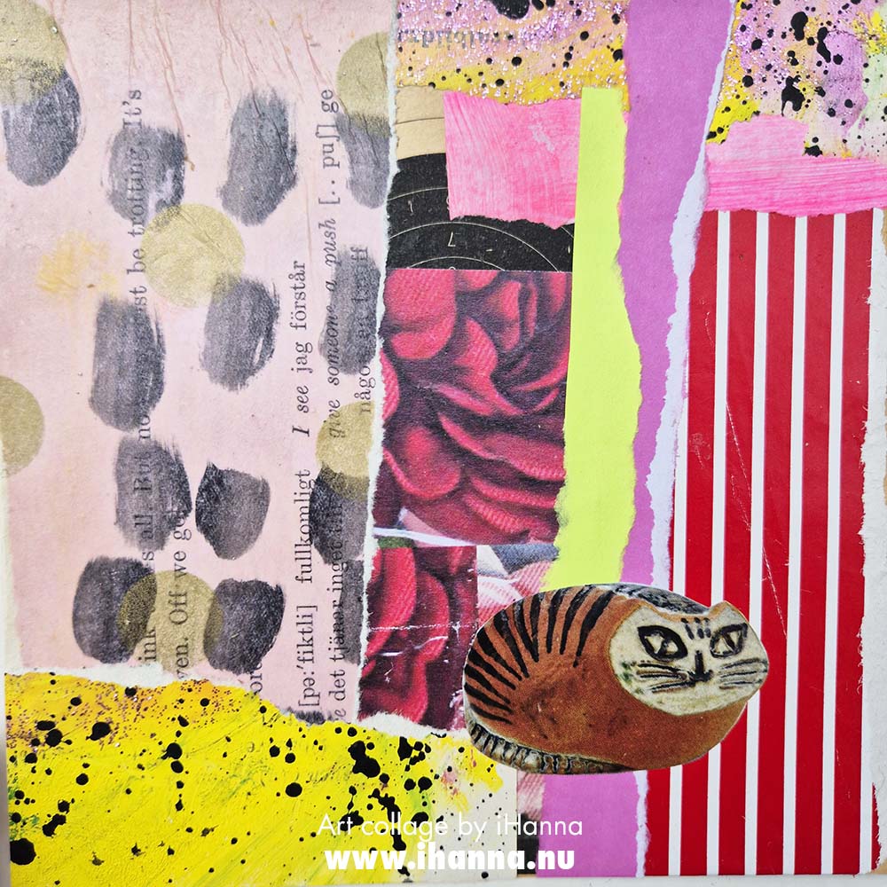 Ceramic cat collage by iHanna number 211 Cozy at Home (Copyright H. Andersson) #365somethings2025