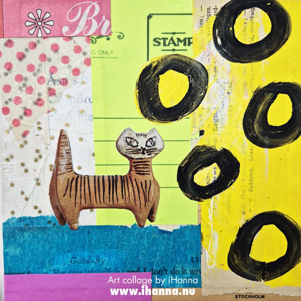 Ceramic cat collage by iHanna number 212 City Kitty (Copyright H. Andersson) #365somethings2025