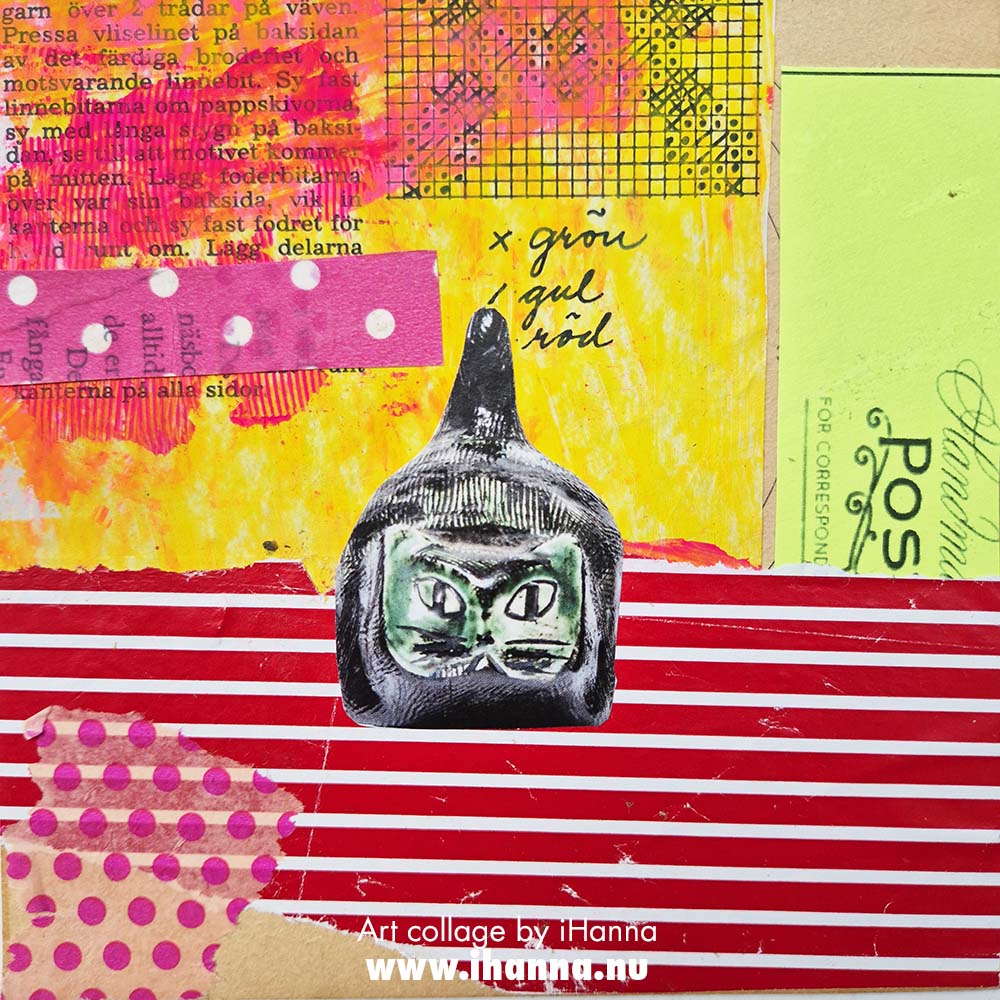 Ceramic cat collage by iHanna number 218 Face your Destiny (Copyright H. Andersson) #365somethings2025