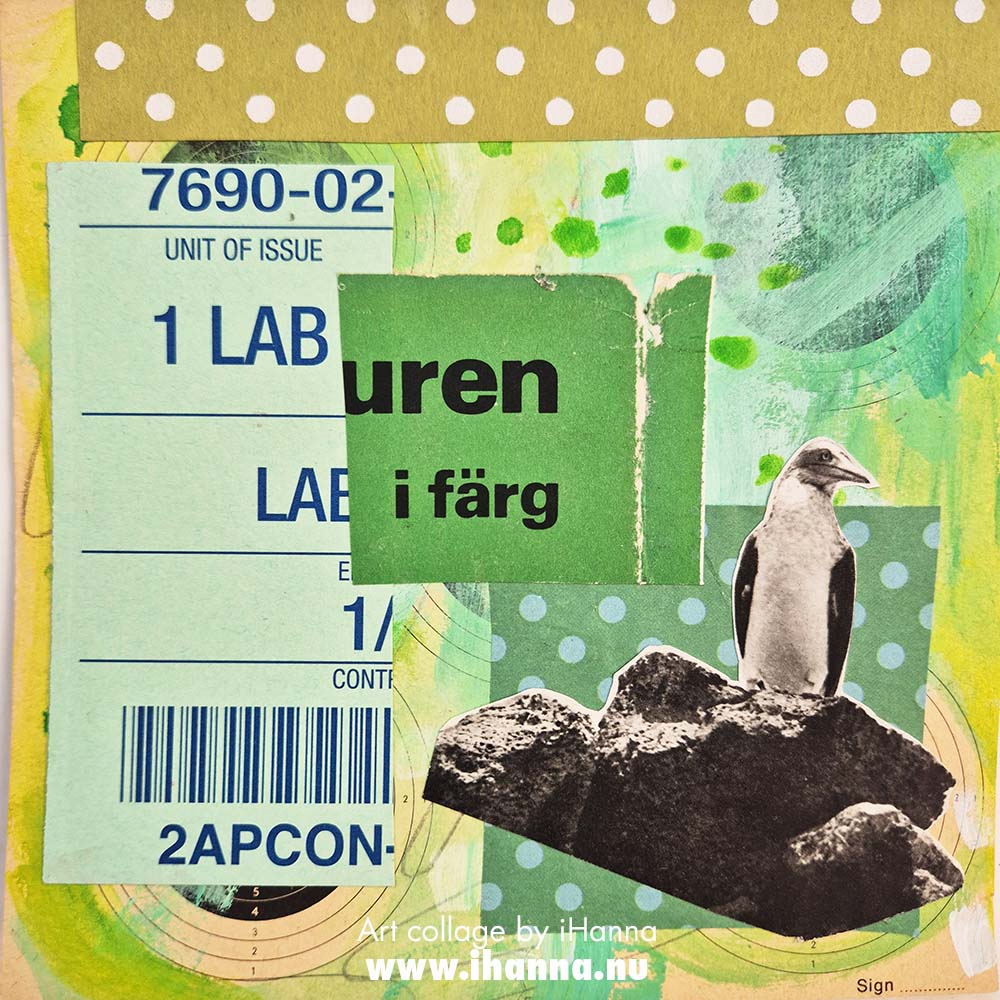 Square art collage by iHanna 2025 titled Vivid Greens number 227 of 465 (Copyright H. Andersson)