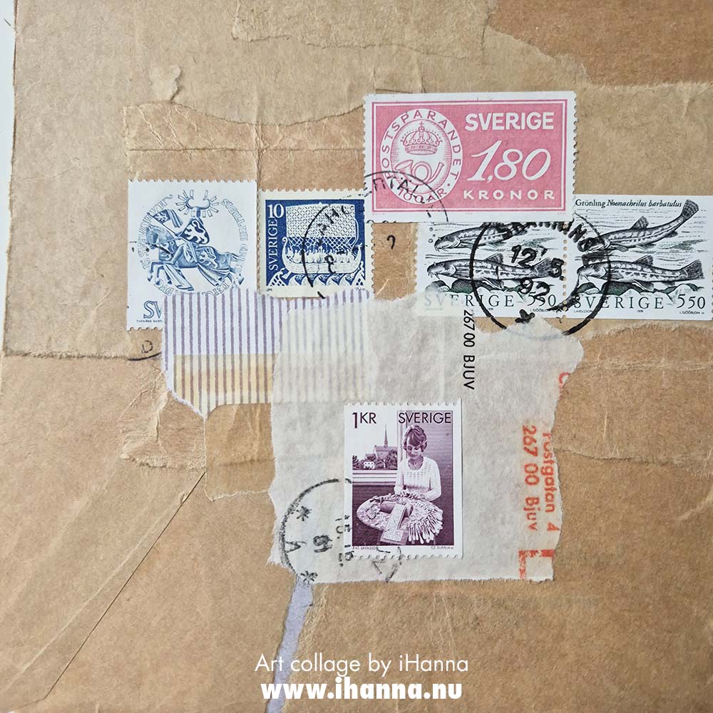 Postal Bliss collage in the series 365 Collages in 2025 number 235 Lost in time (Copyright Hanna Andersson)