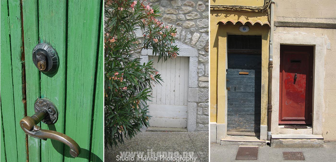 Green door in Sweden and three doors in France 2005 (Copyright Hanna Andersson)