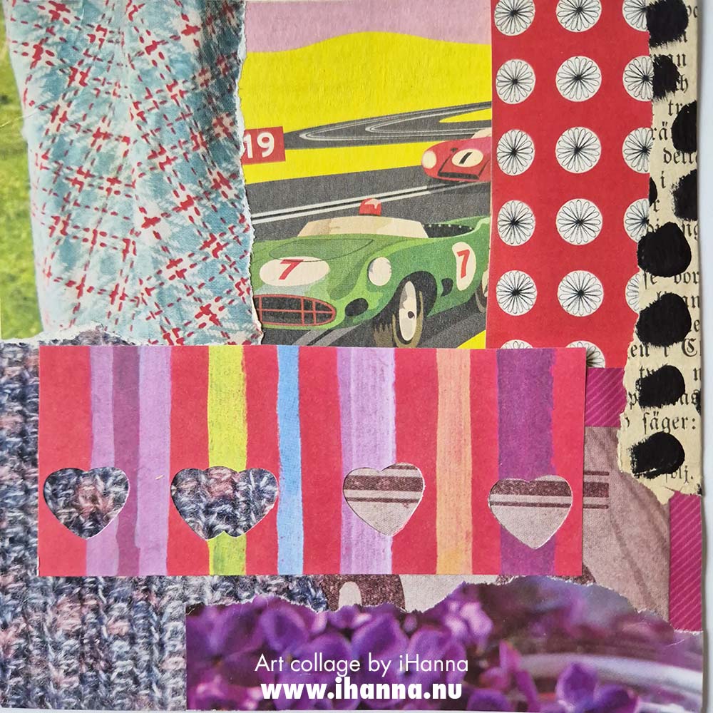 Scrappy square collage titled Backtracking by iHanna for the 365 collages in 2025 project (Copyright Hanna Andersson)