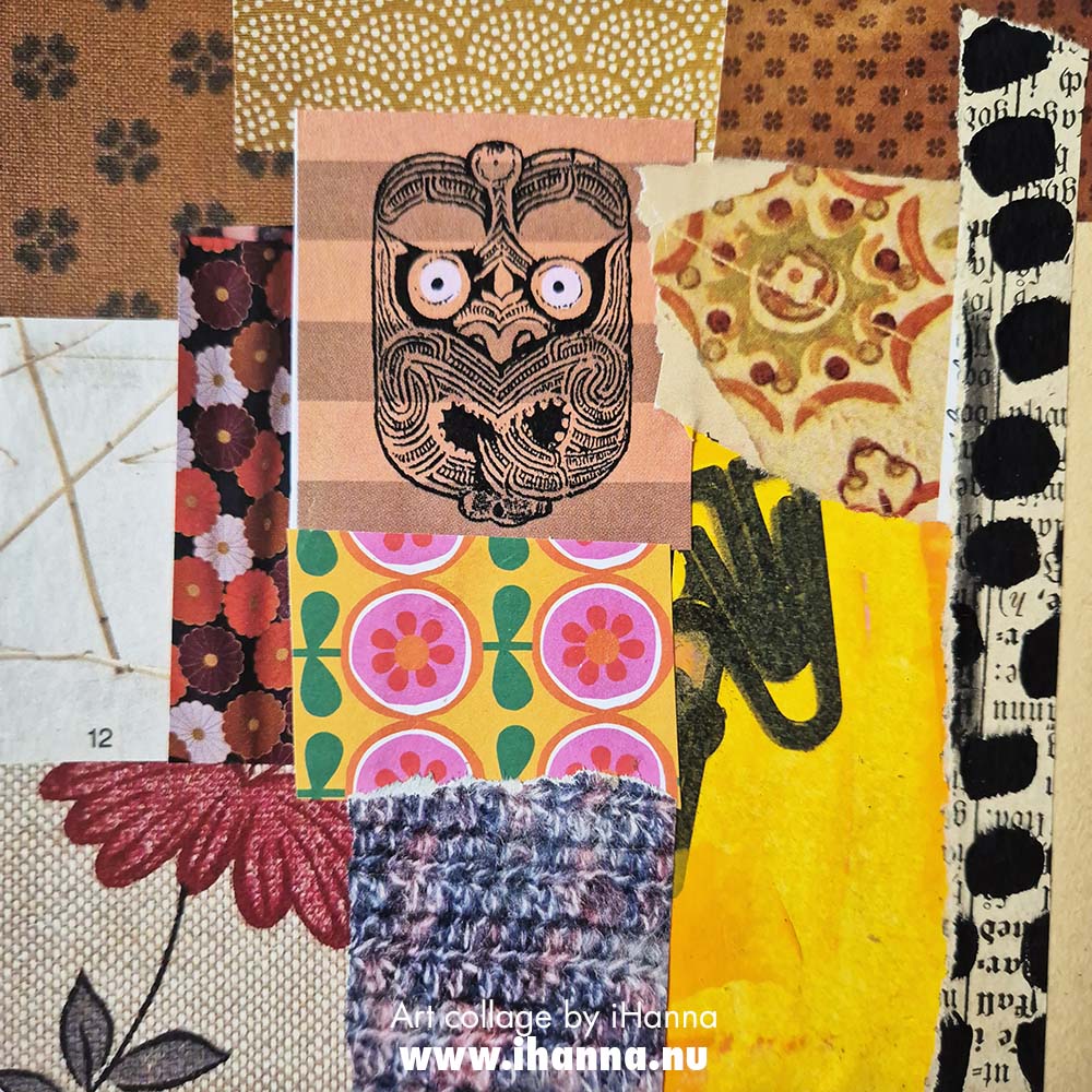 Scrappy square collage Peek-a-boo by iHanna for the 365 collages in 2025 project (Copyright Hanna Andersson)