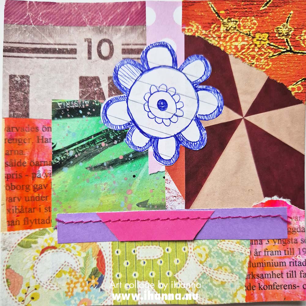Square art collage on paper by iHanna titled Say what you Need to Say (Copyright Hanna Andersson)