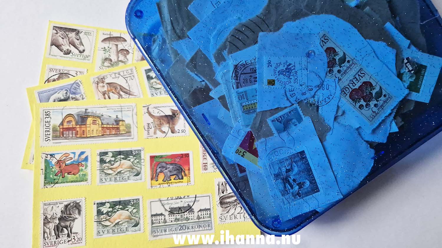 Yellow handmade DIY Postcards with cancelled postal stamp miniature gallery (Photo copyright Hanna Andersson) #ihannaspostcardswap