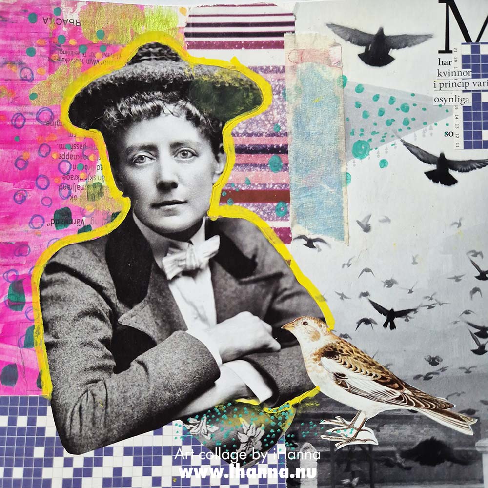 Square art collage on paper by iHanna titled Rebel at Heart (Copyright Hanna Andersson)