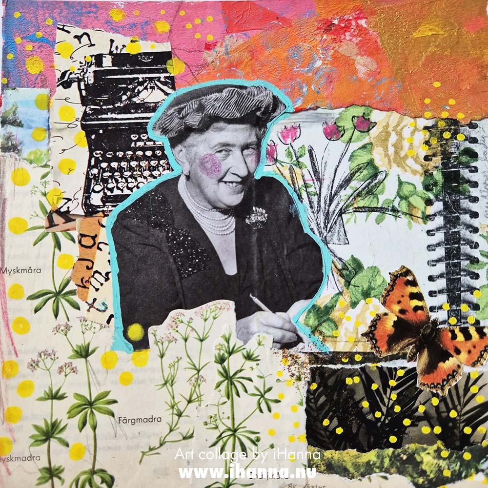 Square art collage on paper by iHanna titled Solve the puzzle, queen (Copyright Hanna Andersson)