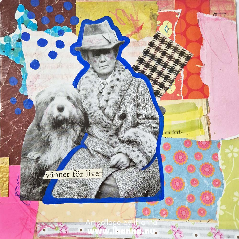 Square art collage on paper by iHanna titled Life Partners (Copyright Hanna Andersson)