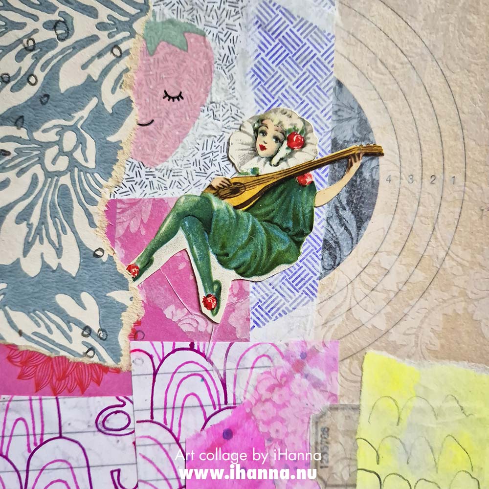 Square art collage on paper by iHanna titled Once upon a moon (Copyright Hanna Andersson)