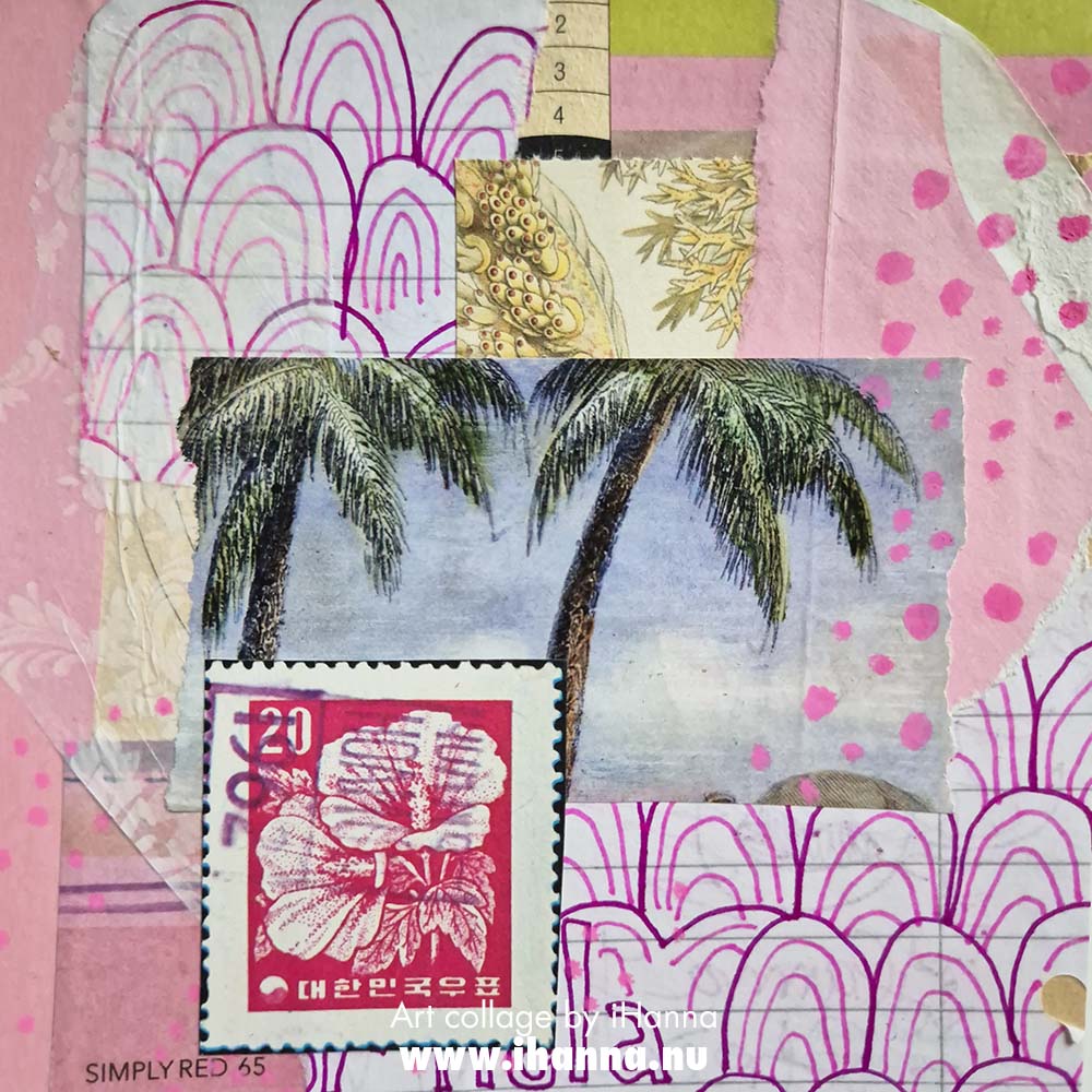 Square art collage on paper by iHanna titled The Organic Reach (Copyright Hanna Andersson)