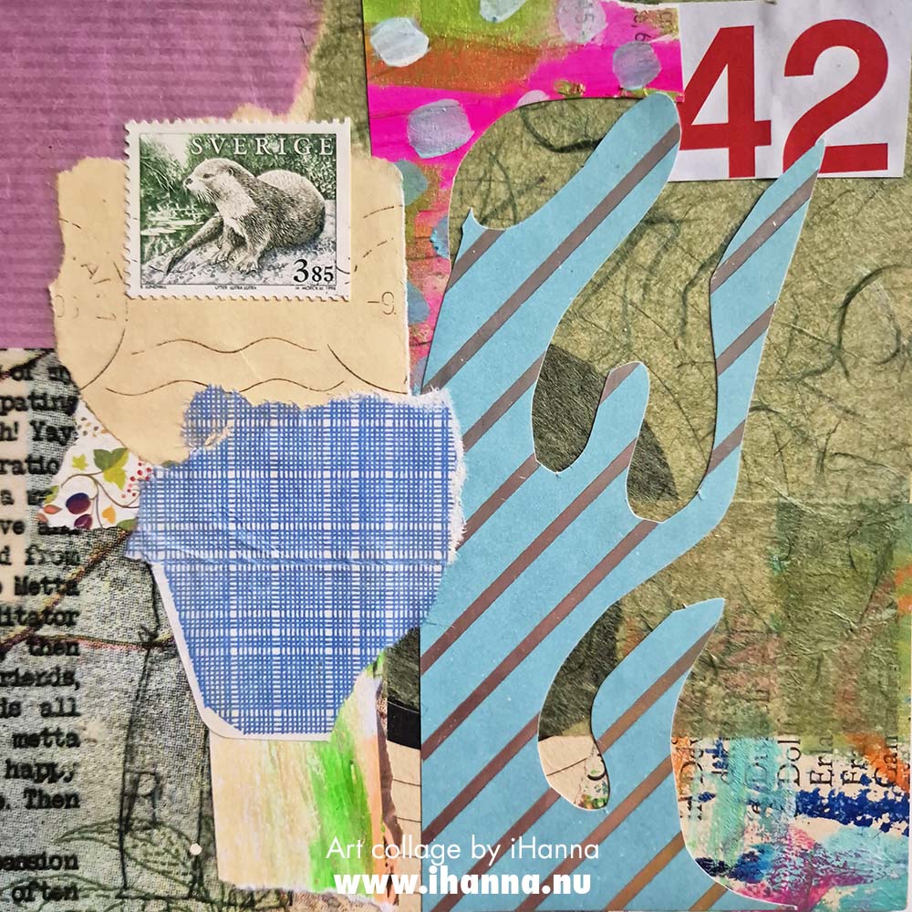 Square art collage on paper by iHanna titled Truth and/or Utter Nonsense - collage number 300 in 2025 (Copyright Hanna Andersson)