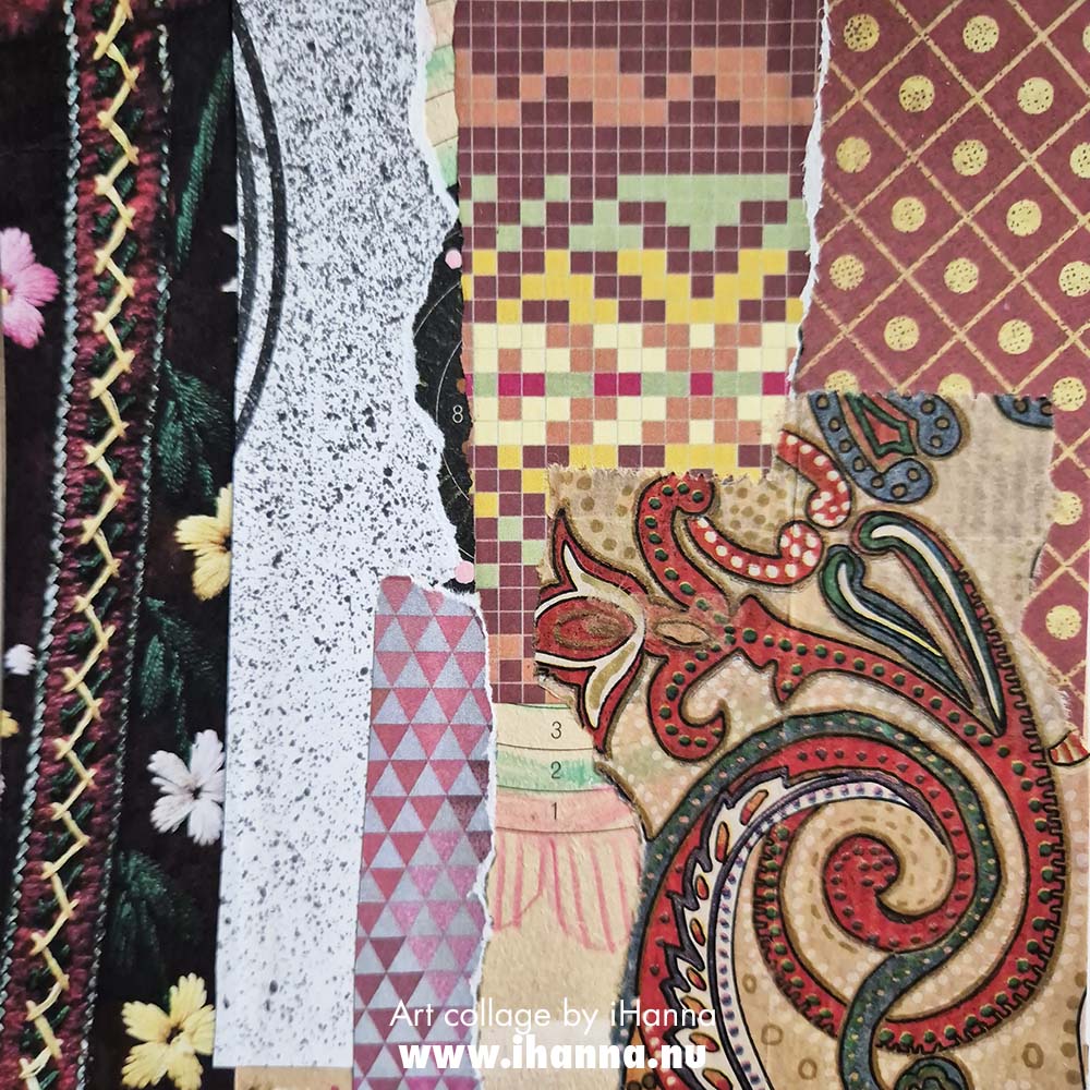 Square art collage on paper by iHanna titled A welcoming warmth of brown - in the 365 somethings 2025 (Copyright Hanna Andersson)