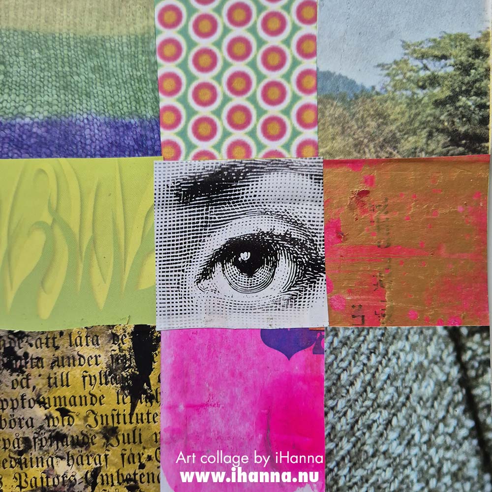 Nine patch artwork for week 45 of 365 collages in 2025 by iHanna - title Stuck in Place (Photo Copyright Hanna Andersson)